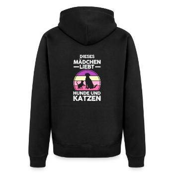 Katzen Katzenliebhaber Hundeliebhaber Hunde - Unisex Premium Bio Zip Hoodie - Schwarz - Hinten - Nico (187cm)