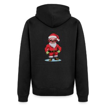 Zombie Weihnachtsmann / Frohe Weihnachten - Unisex Premium Bio Zip Hoodie - Schwarz - Hinten - Nico (187cm)