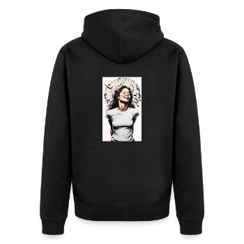 The girl enjoys music - Unisex Premium Organic Zip Hoodie - black - Back - Nico (187cm)