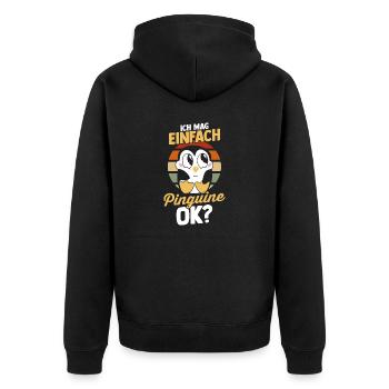 Pinguin - Unisex Premium Bio Zip Hoodie - Schwarz - Hinten - Nico (187cm)