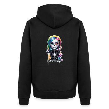 Halloween - Rock & Regenbogen - Unisex Premium Bio Zip Hoodie - Schwarz - Hinten - Nico (187cm)