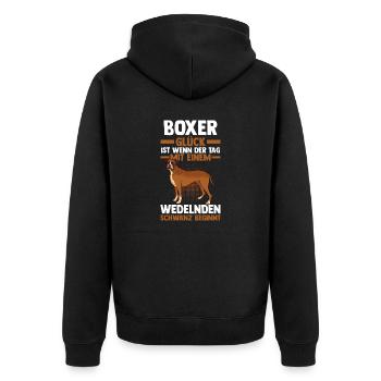 HundDeutscher Boxer - Unisex Premium Bio Zip Hoodie - Schwarz - Hinten - Nico (187cm)
