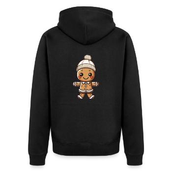 gingerbread man - Unisex Premium Organic Zip Hoodie - black - Back - Nico (187cm)