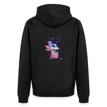 UFO in window - Unisex Premium Organic Zip Hoodie - black - Back - Nico (187cm)
