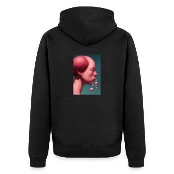 Bubblegum Porträt - Pop Art Style - Unisex Premium Bio Zip Hoodie - Schwarz - Hinten - Nico (187cm)
