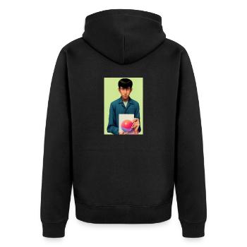 Bubble Gum Kunst Bild - Selfie Artwork on LSD - Unisex Premium Bio Zip Hoodie - Schwarz - Hinten - Nico (187cm)