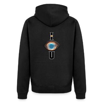 Ich sehe dich - mystisch 1 - Unisex Premium Bio Zip Hoodie - Schwarz - Hinten - Nico (187cm)