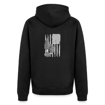 Mushroom Hunter USA Flag American Flag - Unisex Premium Organic Zip Hoodie - black - Back - Nico (187cm)