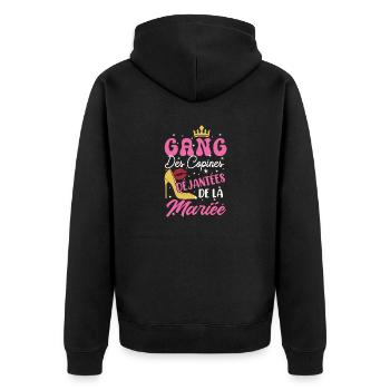 Gang Freundinnen Junggesellenabschied Braut Team Braut Team - Unisex Premium Bio Zip Hoodie - Schwarz - Hinten - Nico (187cm)