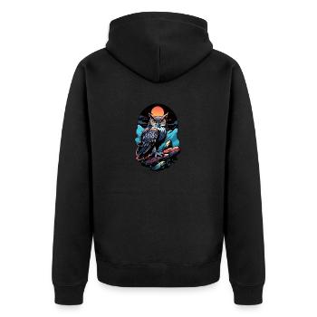 Great owl eagle owl by moonlight - Unisex Premium Organic Zip Hoodie - black - Back - Nico (187cm)