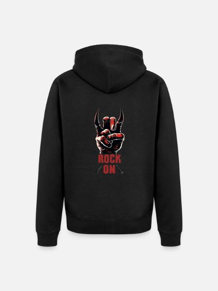 Rock Musiker Pommesgabel devil horns Hand Rocker - Premium økologisk unisex-hættejakke - sort