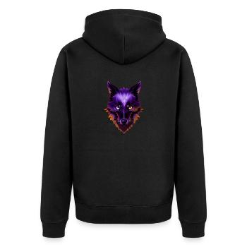 Wolf - Unisex Premium Organic Zip Hoodie - black - Back - Nico (187cm)