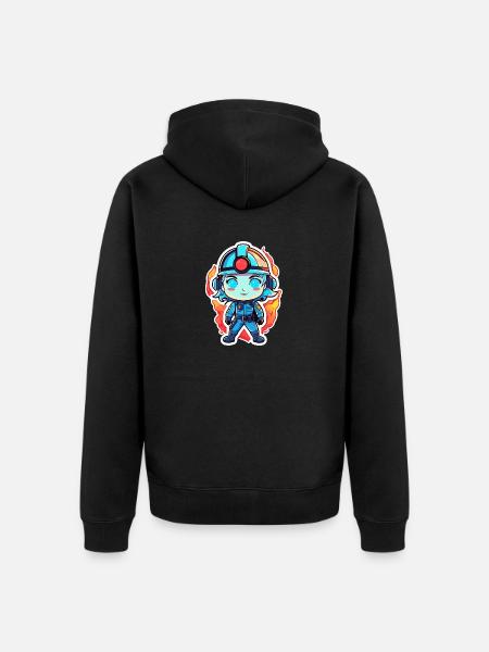 Firefighter Drawing - Unisex Premium Organic Zip Hoodie - black