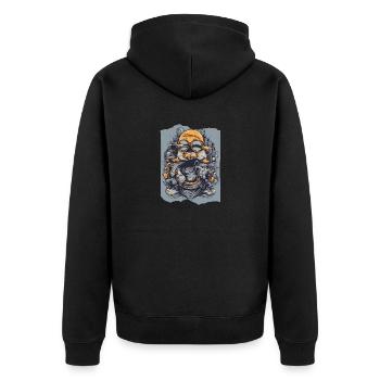 Skywise Whiskers Aviator Animal Orange Grey Cute - Unisex Premium Organic Zip Hoodie - black - Back - Nico (187cm)