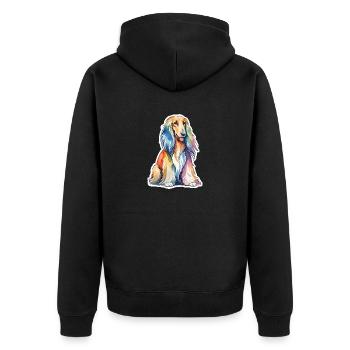 Lévrier afghan aquarelle - Veste à capuche bio Premium Unisexe - noir - Dos - Nico (187cm)