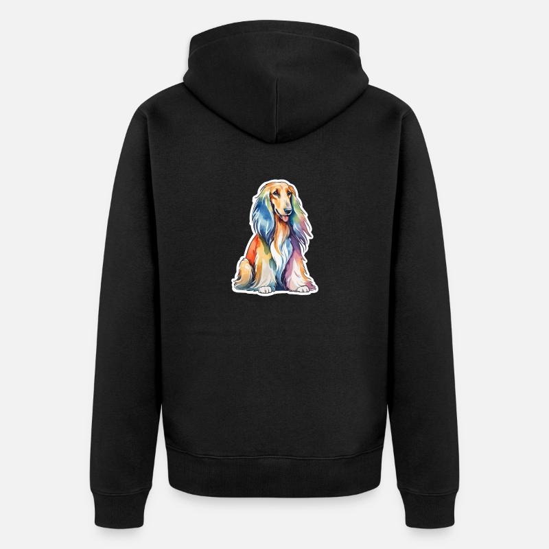 Lévrier afghan aquarelle - Veste à capuche bio Premium Unisexe - noir