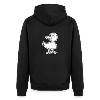 Ente Enten - Unisex Premium Bio Zip Hoodie - Schwarz - Hinten - Nico (187cm)