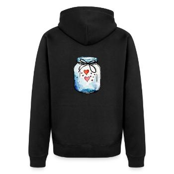 Pot plein d'aquarelles de coeurs d'amour - Veste à capuche bio Premium Unisexe - noir - Dos - Nico (187cm)