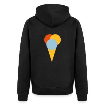 Eiscreme - Unisex Premium Bio Zip Hoodie - Schwarz - Hinten - Nico (187cm)