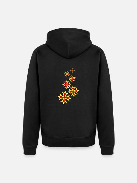 occitania Quer 6 - Unisex Premium Bio Zip Hoodie - Schwarz