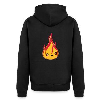 face cute cute little comic cartoon fire f - Unisex Premium Organic Zip Hoodie - black - Back - Nico (187cm)