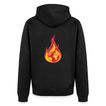 planet erde on fire heimat klimawandel globale erw - Unisex Premium Bio Zip Hoodie - Schwarz - Hinten - Nico (187cm)