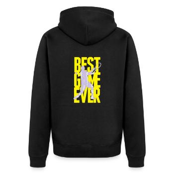 Best Game ever - Tennis - Unisex Premium Bio Zip Hoodie - Schwarz - Hinten - Nico (187cm)