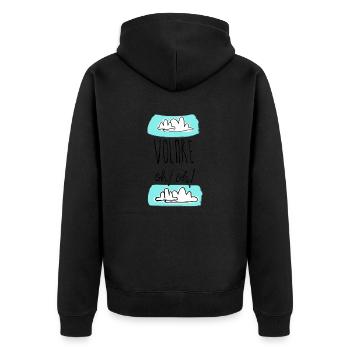 fliegen - Unisex Premium Bio Zip Hoodie - Schwarz - Hinten - Nico (187cm)