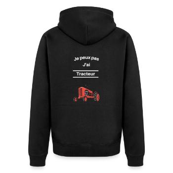 Je peux pas j ai tracteur - Veste à capuche bio Premium Unisexe - noir - Dos - Nico (187cm)