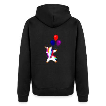 dabbing unicorn, dabbendes Einhorn Einhörner - Unisex Premium Bio Zip Hoodie - Schwarz - Hinten - Nico (187cm)