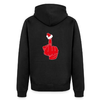 Weihnachtsheuchelei - Unisex Premium Bio Zip Hoodie - Schwarz - Hinten - Nico (187cm)
