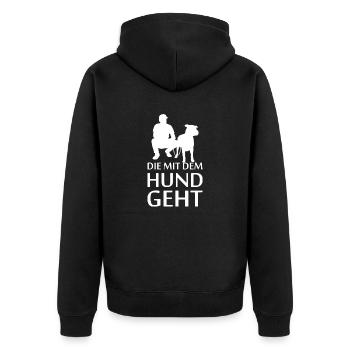 Hund Dog - Unisex Premium Bio Zip Hoodie - Schwarz - Hinten - Nico (187cm)