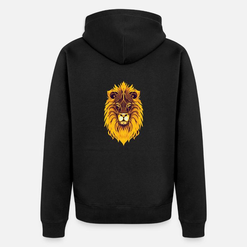 lion et mandala - Veste à capuche bio Premium Unisexe - noir