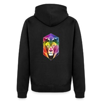 Löwenkopf - geometrische Form - Unisex Premium Bio Zip Hoodie - Schwarz - Hinten - Nico (187cm)