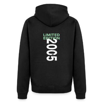 Limited Edition 2005 18. Geburtstag Geschenk - Unisex Premium Bio Zip Hoodie - Schwarz - Hinten - Nico (187cm)