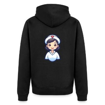 Krankenschwester - Unisex Premium Bio Zip Hoodie - Schwarz - Hinten - Nico (187cm)