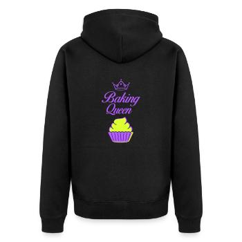 baking queen - Unisex Premium Organic Zip Hoodie - black - Back - Nico (187cm)