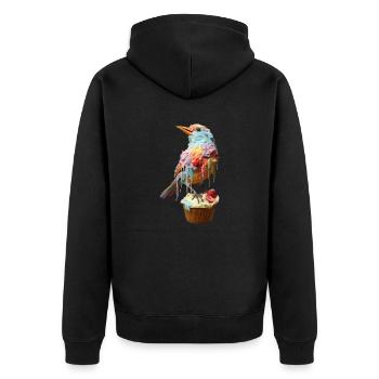 Oiseau crème glacée sur cupcake - Veste à capuche bio Premium Unisexe - noir - Dos - Nico (187cm)