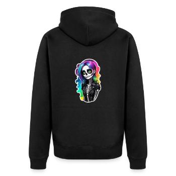 Halloween - Rock & Regenbogen - Unisex Premium Bio Zip Hoodie - Schwarz - Hinten - Nico (187cm)