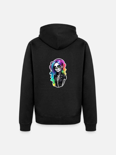 Halloween - Rock & Regenbogen - Unisex Premium Bio Zip Hoodie - Schwarz