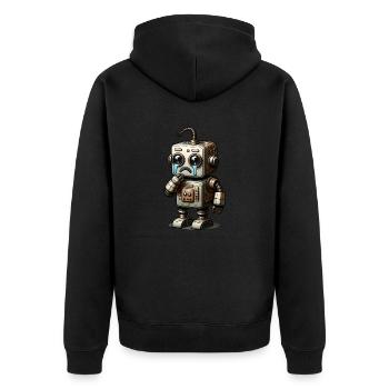 Alter Retro-Roboter - Unisex Premium Bio Zip Hoodie - Schwarz - Hinten - Nico (187cm)