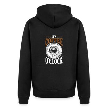 Its Coffee o'clock - Unisex Premium Bio Zip Hoodie - Schwarz - Hinten - Nico (187cm)