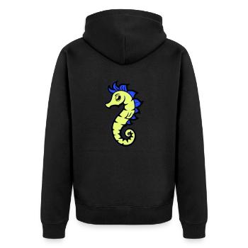 seepferd seepferdchen comic - Unisex Premium Bio Zip Hoodie - Schwarz - Hinten - Nico (187cm)