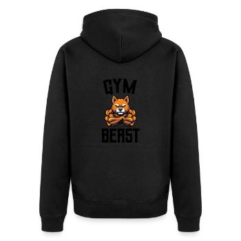 Dog Gym Beast - Unisex Premium Organic Zip Hoodie - black - Back - Nico (187cm)