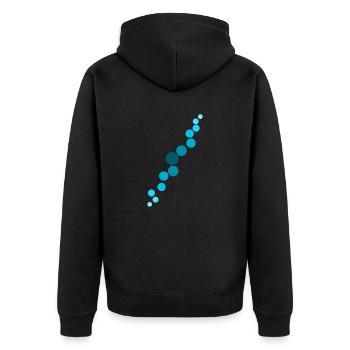 Blaue Blasen - Unisex Premium Bio Zip Hoodie - Schwarz - Hinten - Nico (187cm)
