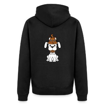 Dog Cat Two Friends Team Kitten 2 Duo Crew - Unisex Premium Organic Zip Hoodie - black - Back - Nico (187cm)
