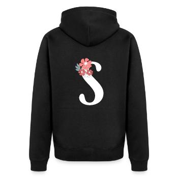 Lettre S fleurs minimalistes - Veste à capuche bio Premium Unisexe - noir - Dos - Nico (187cm)