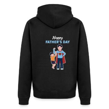 Alles Gute zum Vatertag Sohn Design - Unisex Premium Bio Zip Hoodie - Schwarz - Hinten - Nico (187cm)