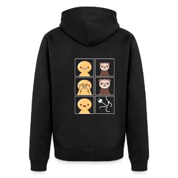 Frettchen Kabel gegessen Design für Frettchen Fans - Unisex Premium Bio Zip Hoodie - Schwarz - Hinten - Nico (187cm)