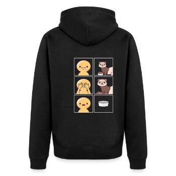Frettchen fressen schnell Design für Frettchen Fan - Unisex Premium Bio Zip Hoodie - Schwarz - Hinten - Nico (187cm)